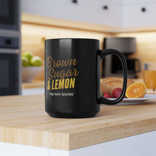 Brown Sugar and Lemon Logo Black Mug — 11oz & 15oz Coffee Tea Cup