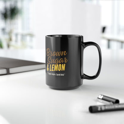 Brown Sugar and Lemon Logo Black Mug 15oz
