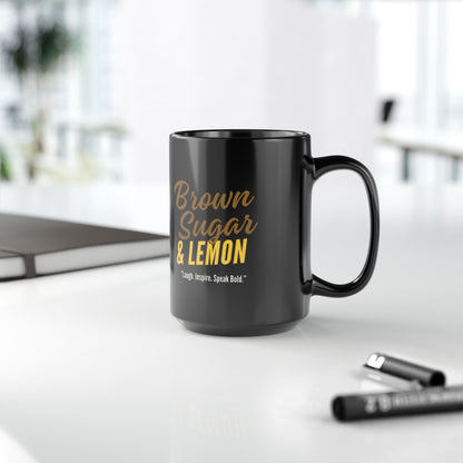 Brown Sugar and Lemon Logo Black Mug — 11oz & 15oz Coffee Tea Cup